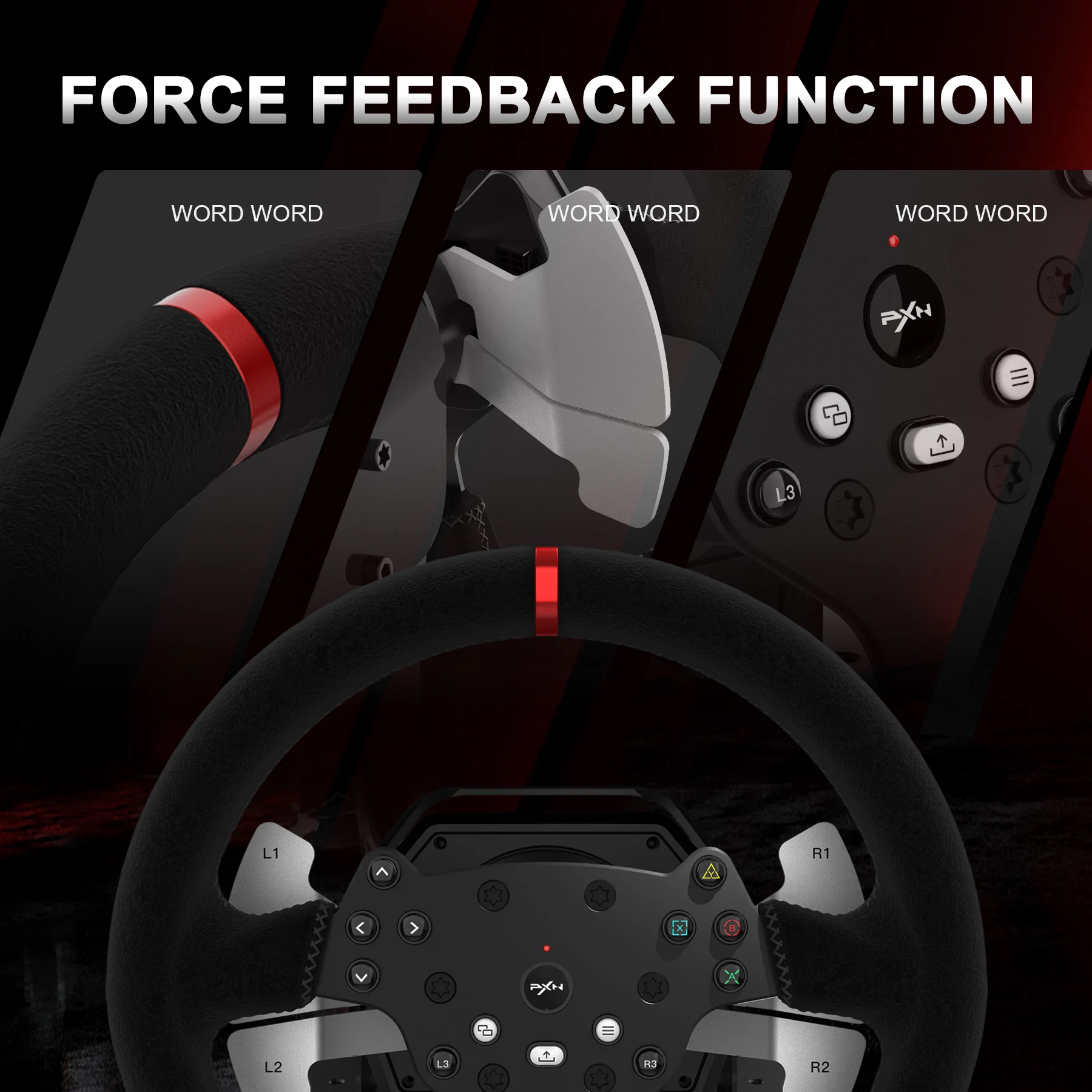 PXN V10 3-in-1 Detachable Force Feedback Racing Wheel with 900 Degree  Switch Button, Dual Paddle Shifters and Adjustable Pedal for PC, PS4, Xbox
