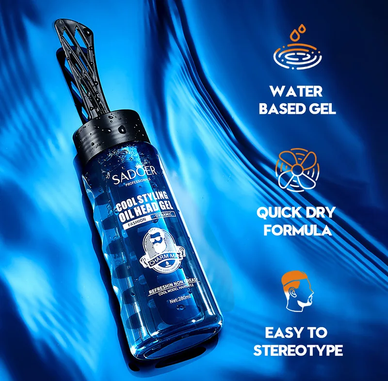 280ml Hair Styling Gel Oil with A Comb Head Gel Powerful and Durable Natural Fluffy and Fragrant Hair Spray for Curly