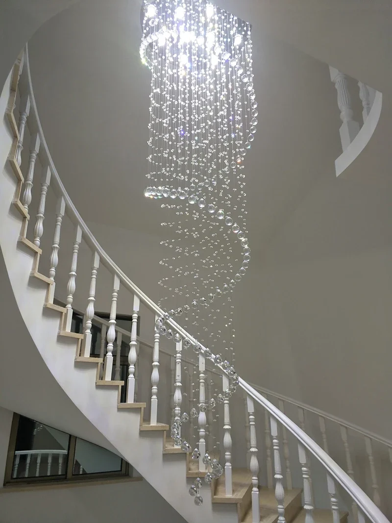 Description Picture 2 of itemModern K9 Large LED Spiral Living Room Crystal Chandeliers Lighting Fixture for Staircase Stair Lamp Showcase Bedroom Hotel Hall
