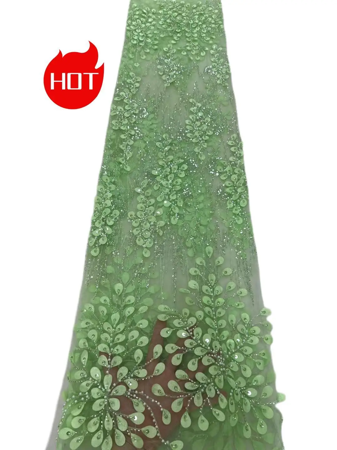 

5Yards Latest Popular Elegant Best Quality Very Soft Tulle Lace with Biggest Stones Fabric For Bride Wedding Dress NN5839_R