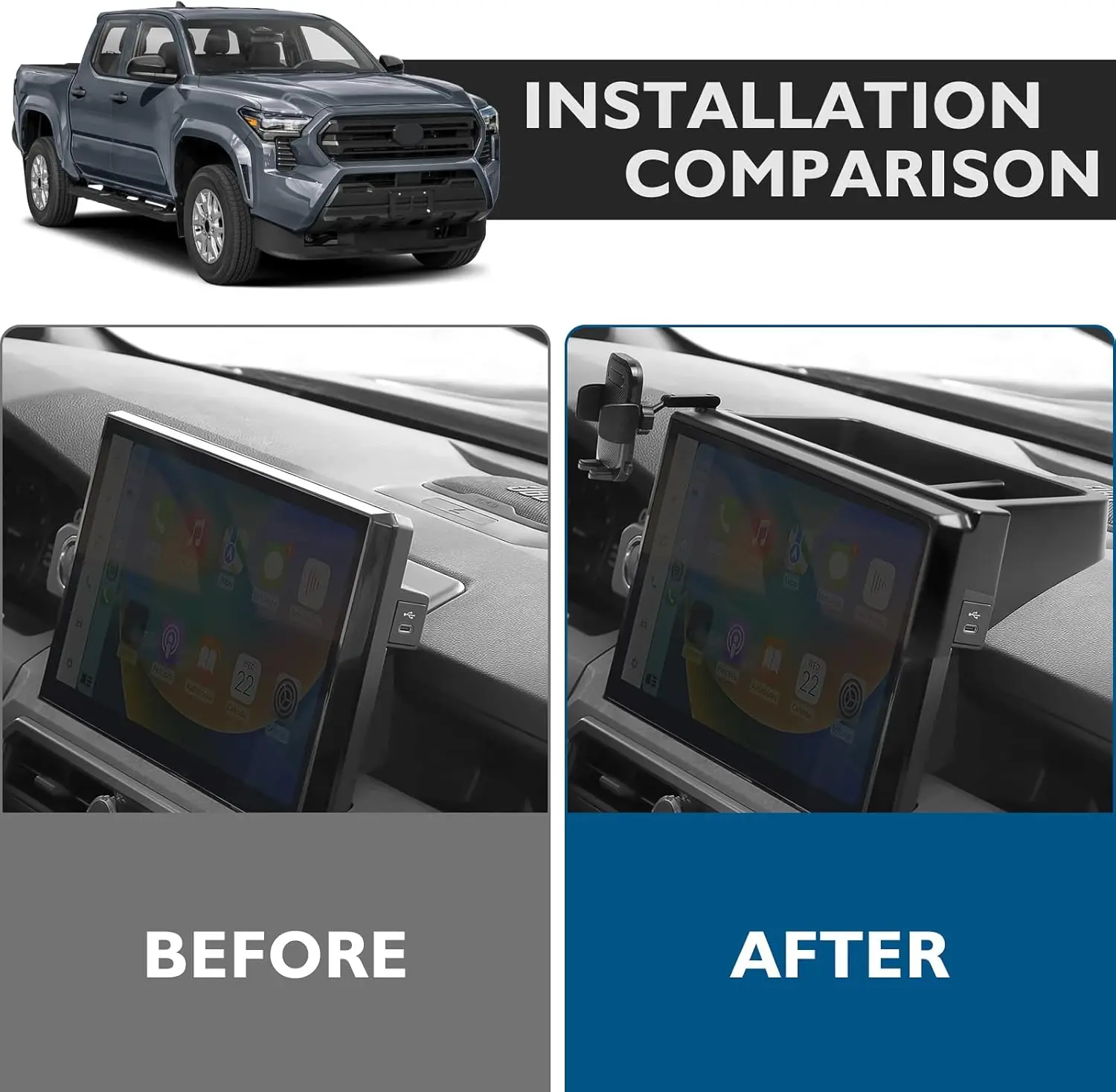 Organizer per Cruscotto Toyota Tacoma 2024 2025 2026 e 4Runner 2025 2026, Accessori per Console Centrale e Cruscotto Post-Schermo - Image 2