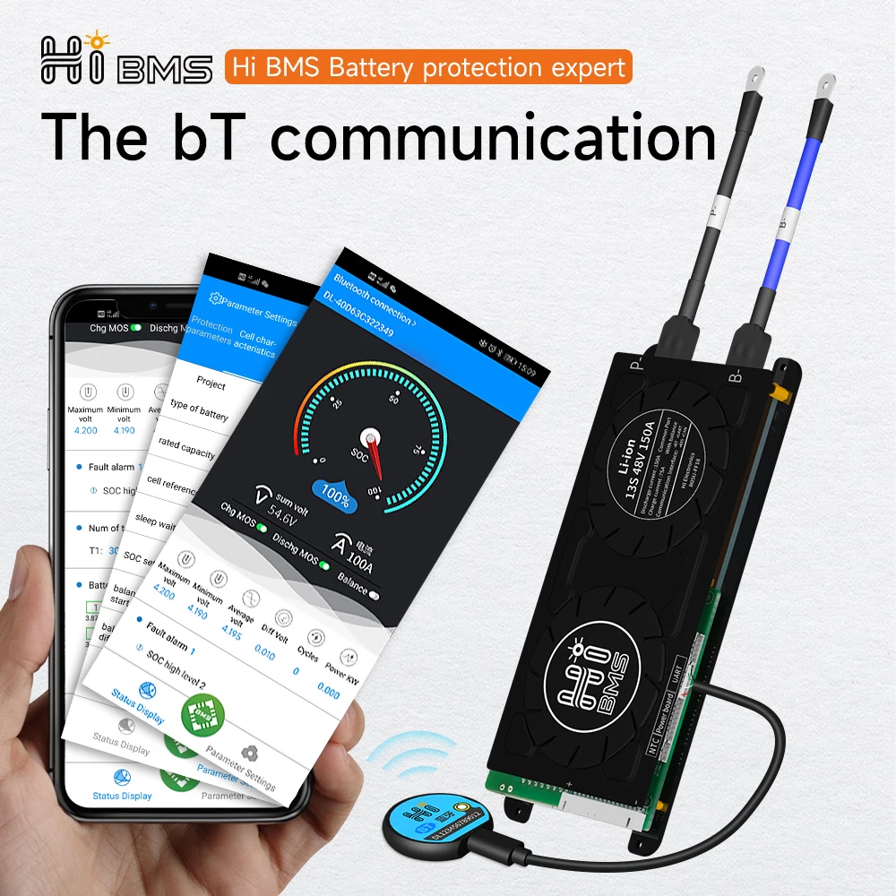 안녕하세요 스마트 WiFi BMS 100A Lifepo4 4S 12V 8S 24V 16S 48V 120A 블루투스 태양광 인버터 시스템 LFP 에너지 저장 BT EV RV