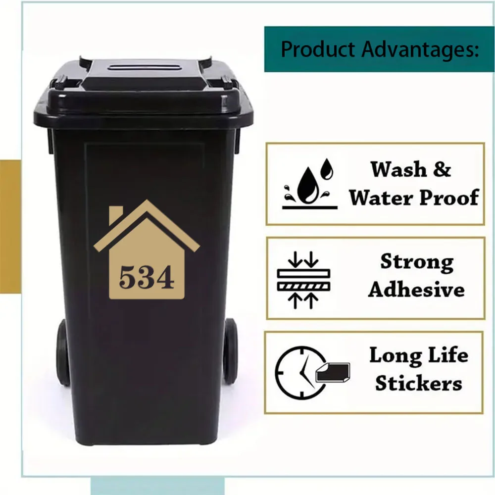 1pc Cool Customized Number Trash Can Identification Vinyl Waterproof, Abrasion-resistant, Season-resistant Stickers Indoor and O 4