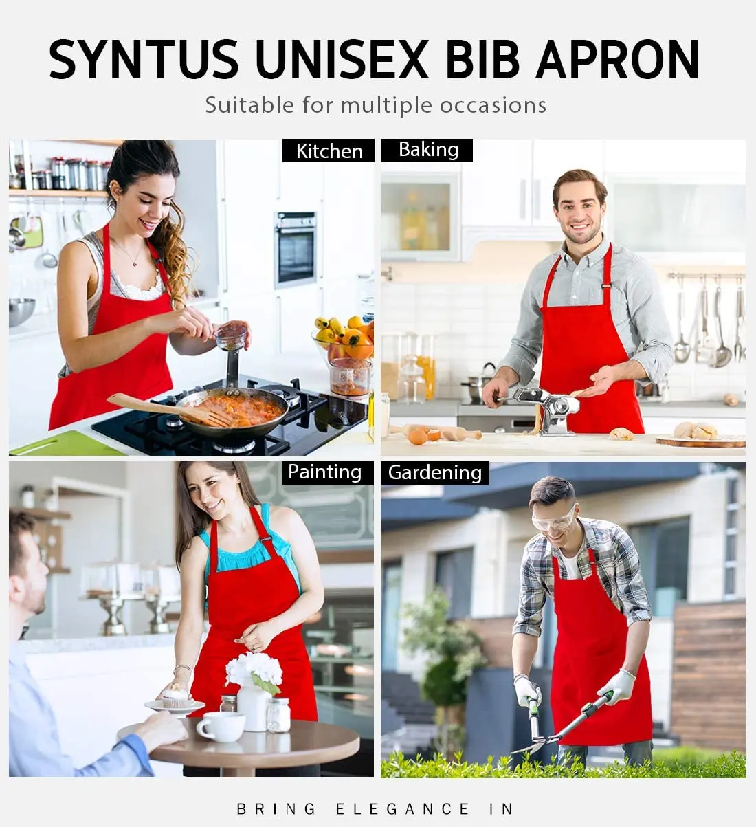 Custom Design Brand Logo Black Unisex Waiter Cooking Restaurant Pocket Printing Adjustable Hanging Neck Men Aprons for Woman 4