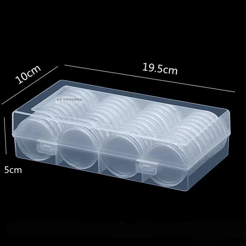 60Pcs Clear Transparent 41mm Coin Capsule Holder Round Boxed Coin Holder Plastic Storage Collectable Display Cases with capsules 4