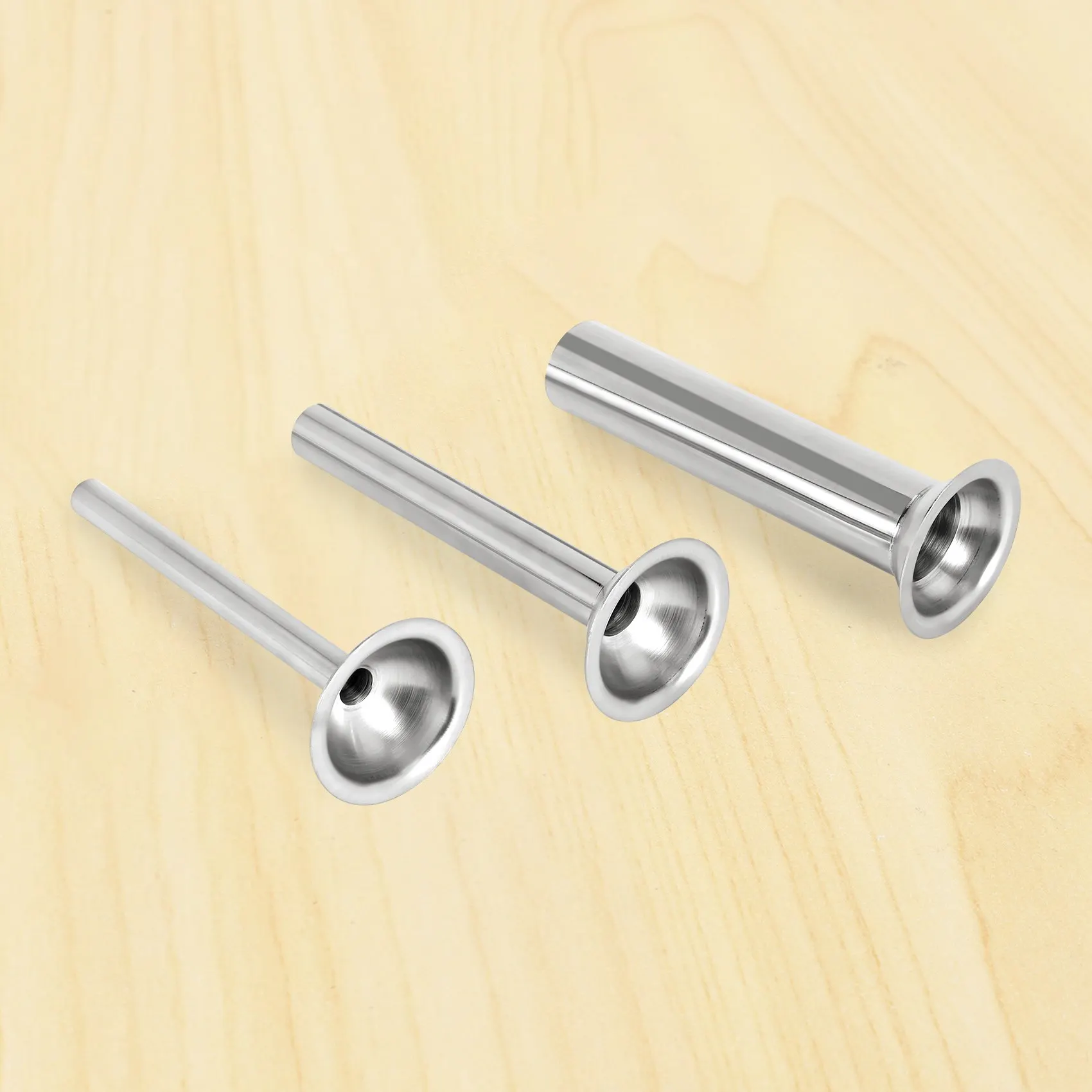 Sausage Stuffer 3Pcs Stainless Steel Filling Tubes Funnels Nozzles Spare Parts Base Diameter:58mm