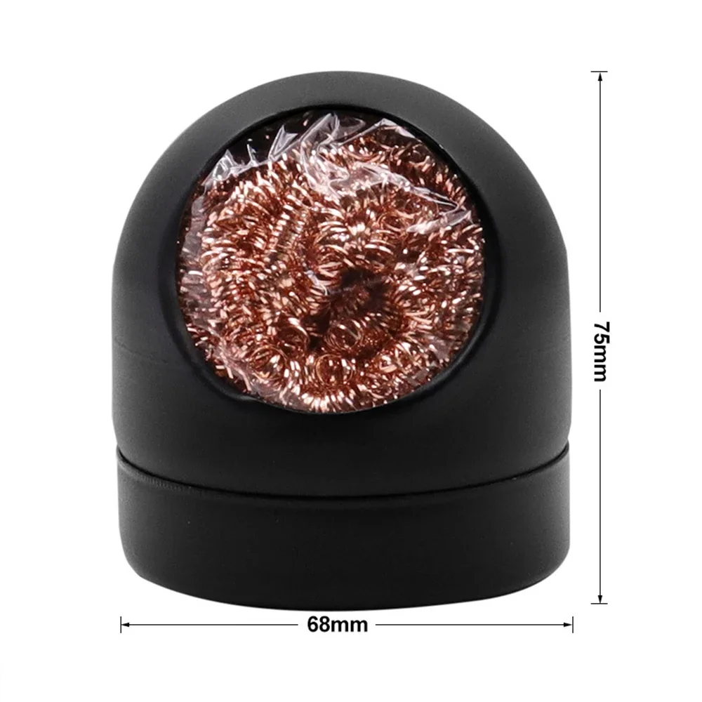 Welding Accessories Soldering Solder Iron Tip Cleaner Copper Wire Ball with Sponge and Holder Black/Gold  Removing Solder Tool
