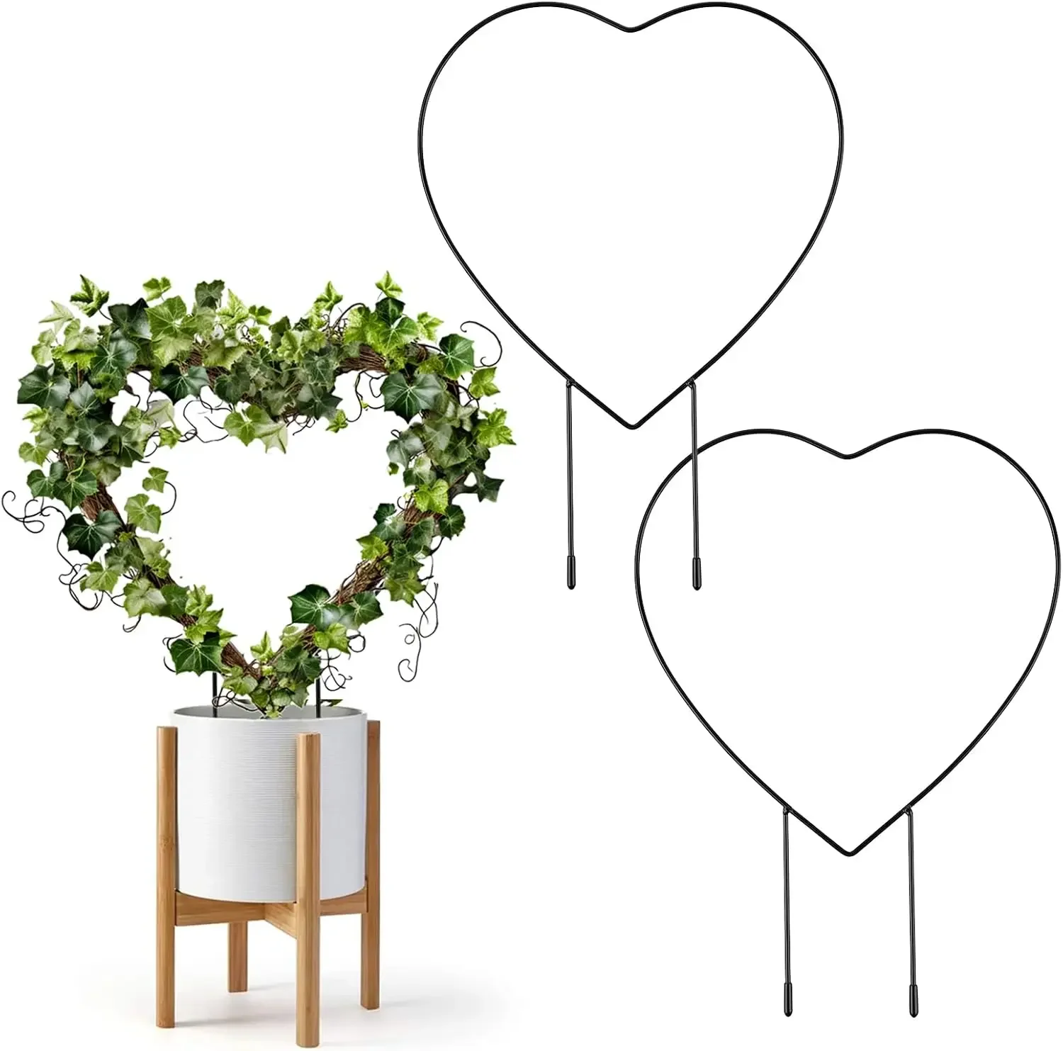 Metal Stackable Heart Garden Trellis Supports for Decorative Vines