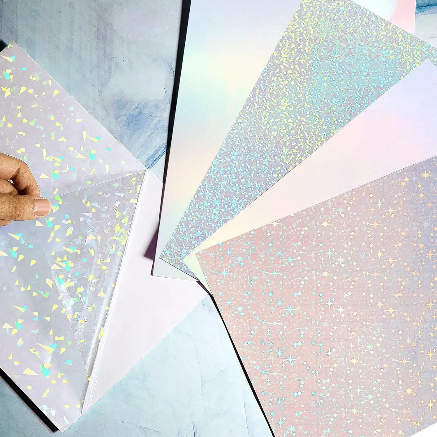 Holographic Cold Laminating Film Self-Adhesive Vinyl Sticker 20 Sheets A4 8.3x11.7 In Waterproof