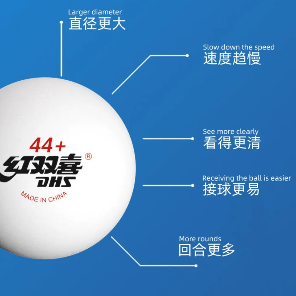 DHS 44mm+ Tischtennisbälle ABS Neues Material Große Größe Training & Fitness Ping-Pong-Bälle 6PCS/BOX Tischtennisball mit Naht – Detail 7