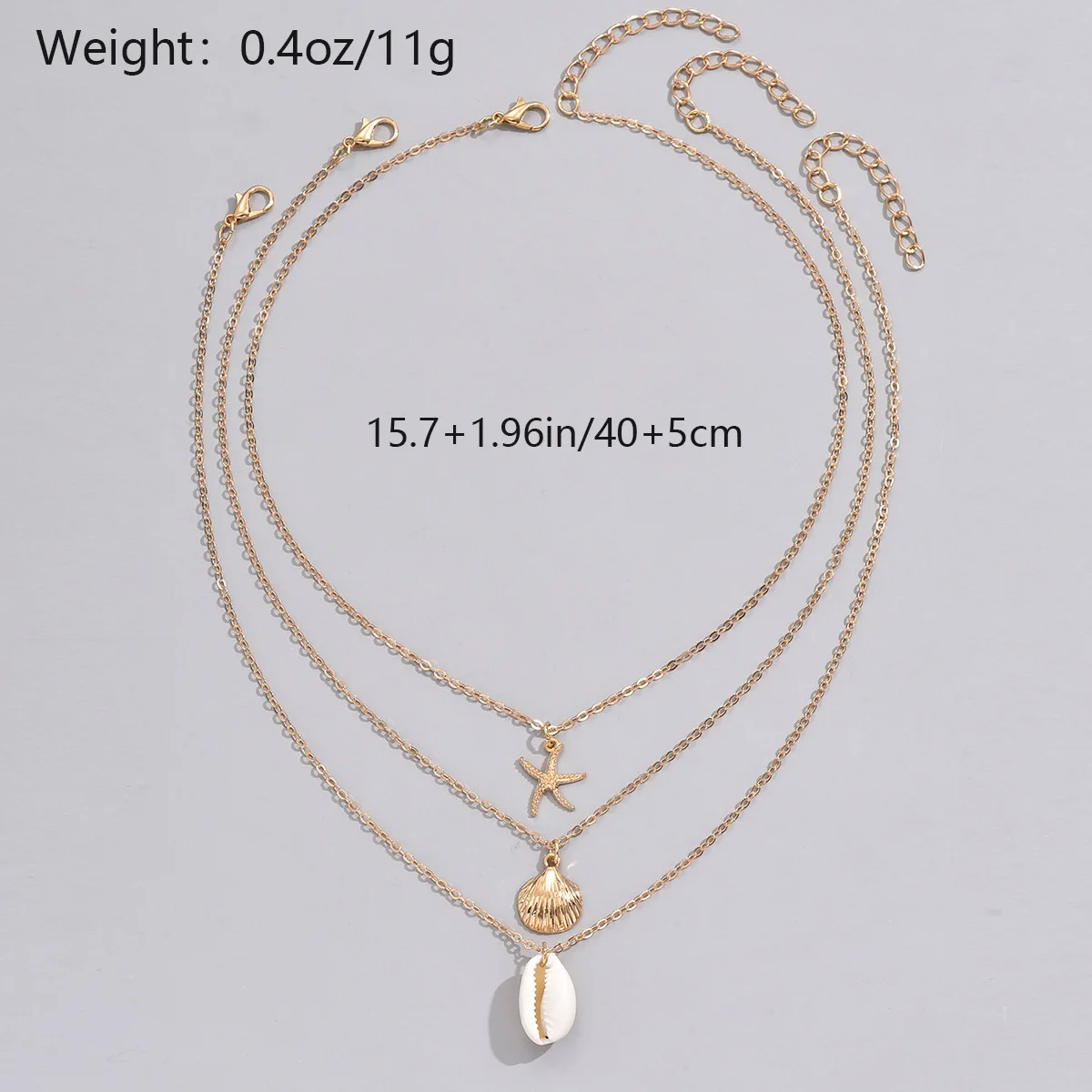 Bohemia Starfish Conch Shell Pendant Necklace for Women Trendy Gold Color Multi-Layer Chain Necklaces Summer Beach Jewelry Gifts