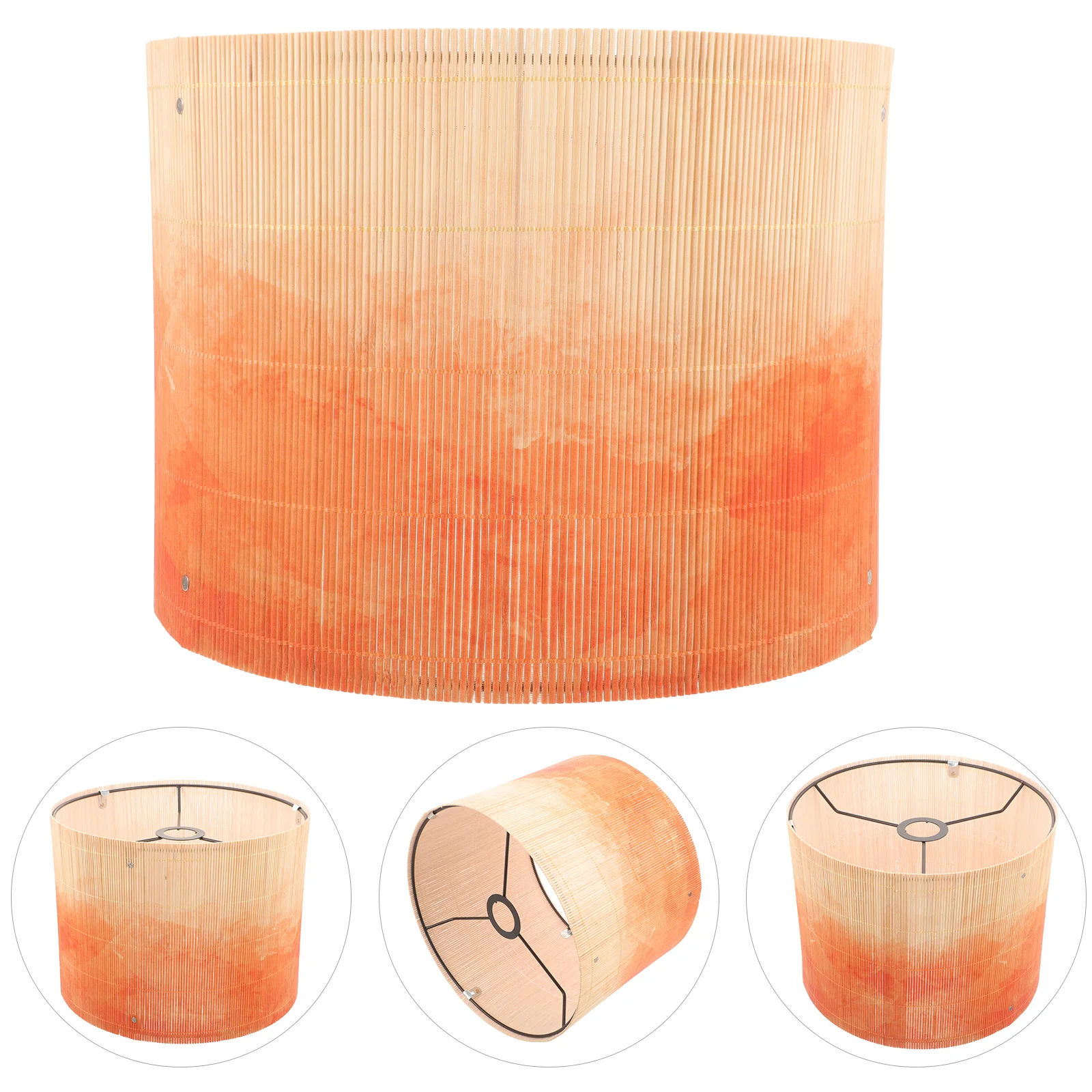 

Gradient Bamboo Lamp Shades E27 Chandelier Lampshade Vintage Drum Lamp Shade European Light Cover Decorative Lamp Shade Pendant