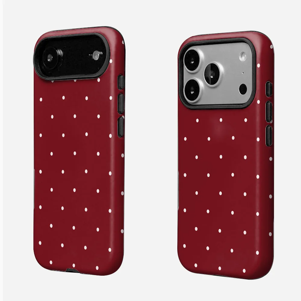 Red Polka Dot Magnetic Shockproof Phone Case with 2-in-1 Film Cover