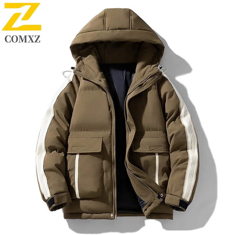 COMXZ 2025 New Men Women Thickened Warm Puffer Jacket Autumn Winter Cotton Coat Loose Windproof Casual outdoor sports Outerwear