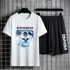 Eminem Slim Shady Print T Shirt Shorts for Men Short Sleeve Sports Suit Oversized Casual Tees Short Pants Hip Hop Two Piece Sets 5