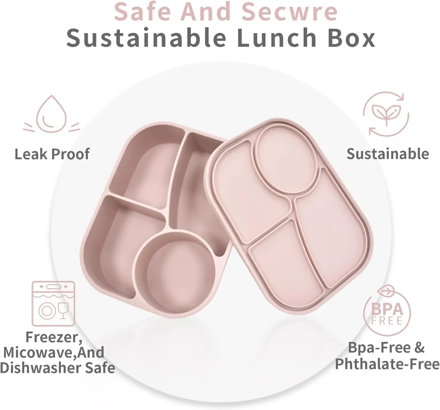 Silicone Food Storage Containers Reusable Silicone Bento Lunch Box Containers with Lids Microwave Dishwasher Safe BPA-Free Boxs