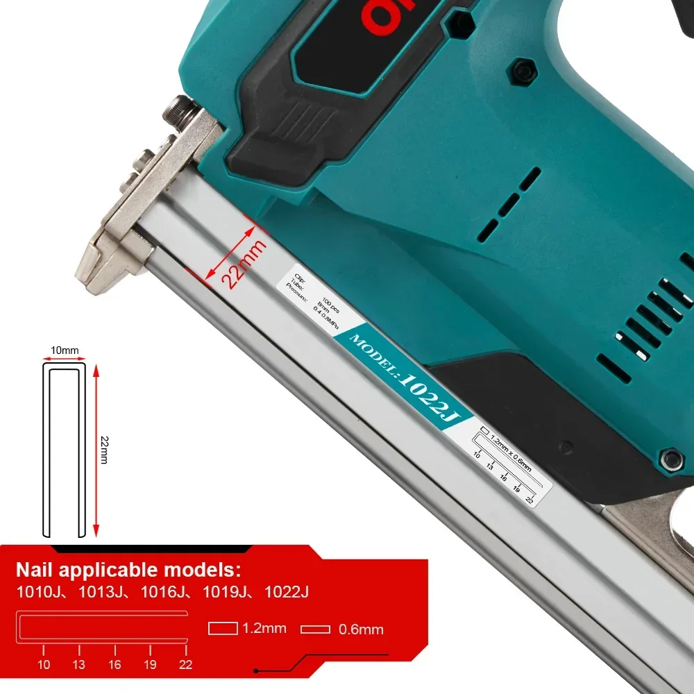 Cordless 2Gear Brushless Electric Nail Gun 1022J U Stapler Nailer With 1 Set Nails Wookworking Power Tool For Makita 18V Battery 4