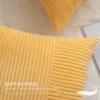 1pc Corduroy pillowcase Yellow stripe patchwork design Solid Cushion Cover, Throw Pillow Case, For Sofa, Couch 45x45CM 30x50CM 4