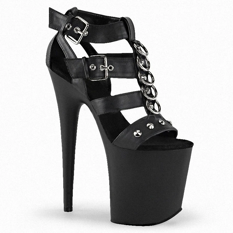 

Roman Hollow Big Size 15CM High Stripper Heeled Pole Dance Shoes 8 Inches Nightclub Open Toe Women's Platform Sandals Novelty