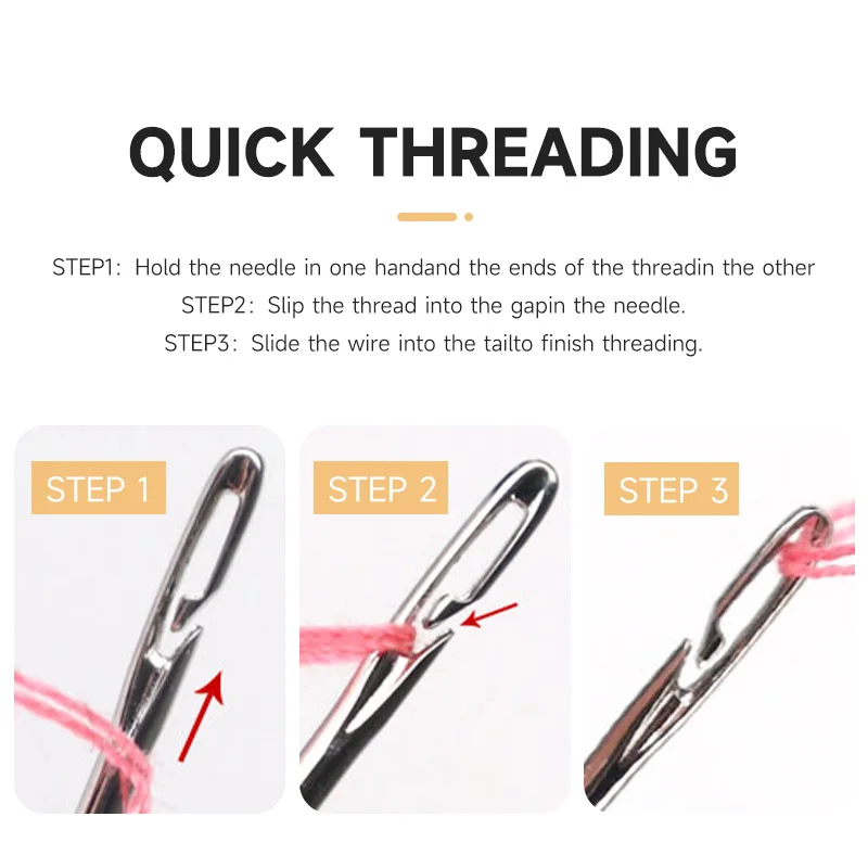 Sewing Needles Leather Sewing Needles Blind Needle Elderly Needle Side Hole Needles Tail Side Opening Stainless Steel Hand Sewing Needles 12/36PCS Threading