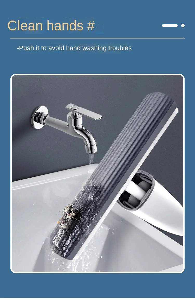 Sponge Mop Hand Wash Free Household Absorbent Rubber Cotton Mop Toilet Folding Squeeze Water With Its Own Cleaning Solution Mop