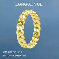 14K Gold Filled Cuban Chain Rings for Man Women Link Ring Punk Style Finger Jewelry Urban Streetwear Gothic Accessories