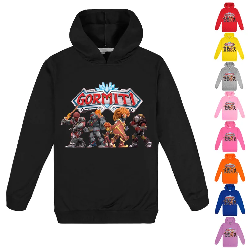 

Женская мультяшная Толстовка Gormiti с капюшоном из мультфильма, Детские худи с аниме, толстовка для мальчиков и подростков, пуловер с длинным рукавом для маленьких девочек, спортивный топ