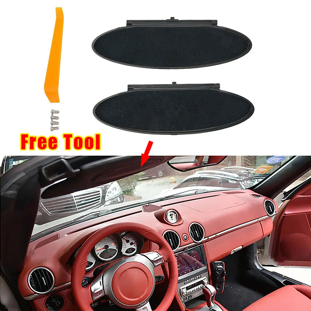 

2Pcs Sun Visor Mirror Cover Black Replacement Parts For Porsche Boxster Cayman 986 987 911(996/997)