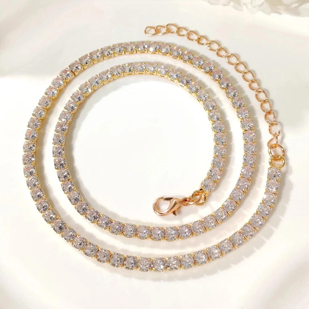 Trendy Bling Cursive Letter Zircon Tennis Necklace For Women Men 26 Initials Tennis Choker Necklace Punk Hiphop Jewelry Gifts