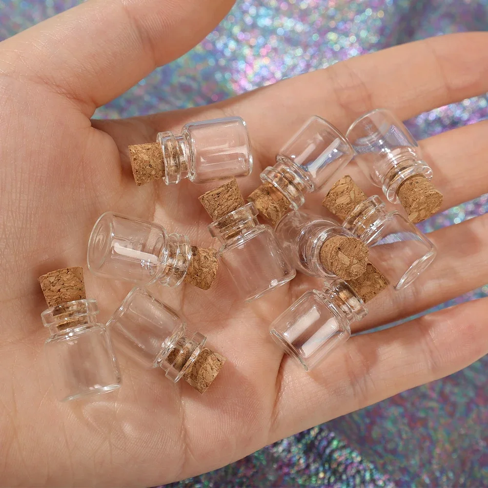 Glass Bottles Mini Glass Bottles 50/10Pcs Mini Clear Glass With Cork Message Bottles Empty Wishing Bottles Christmas Wedding Birthday Party Decoration Supplies
