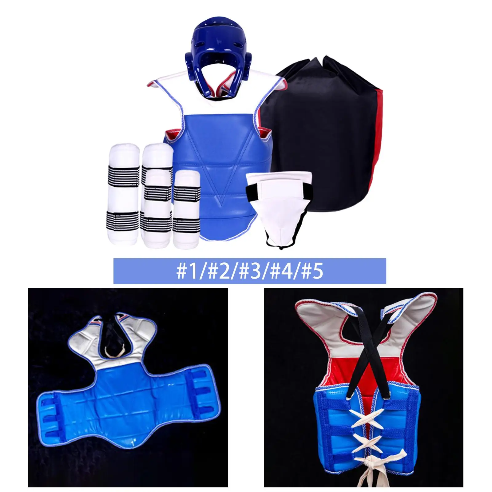 5x Taekwondo Protective Gear, Karate Sparring Gear, Padded Boxing Body Protector