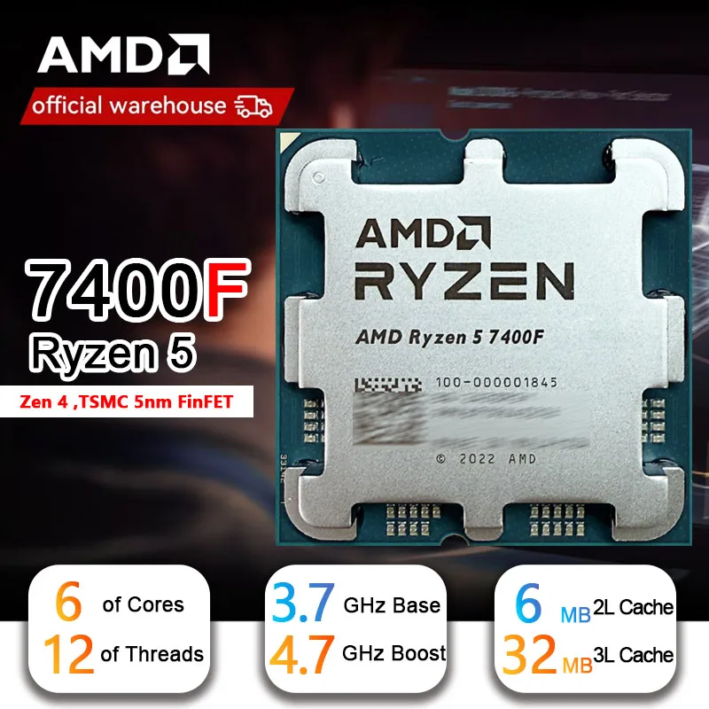 AMD Ryzen 5 7400F New R5 7400F 3.7GHz 5NM L3=32M 100