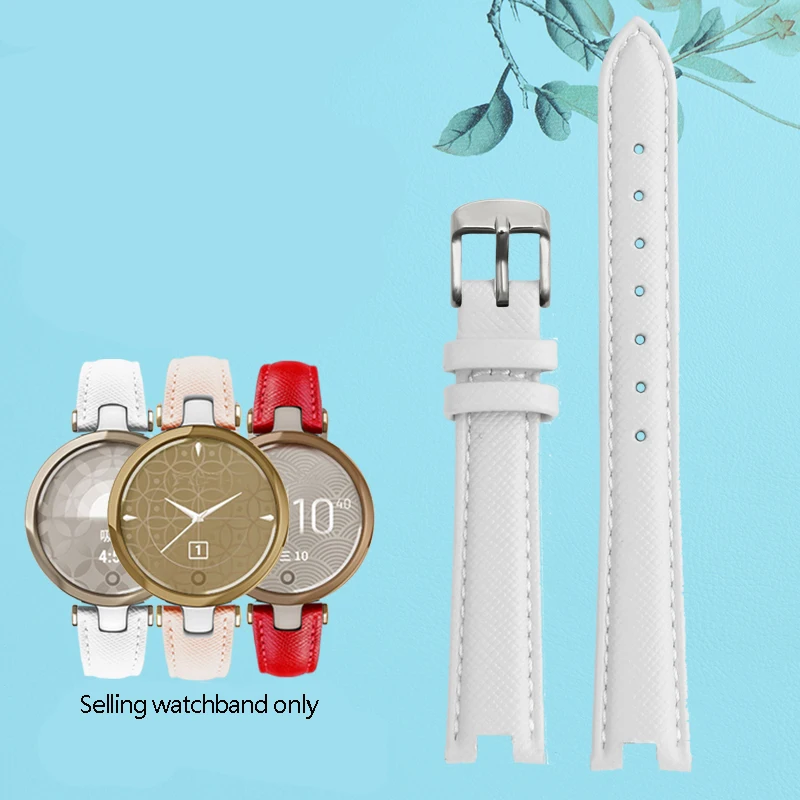 thumbnail image 1 of Correa de reloj deportiva inteligente para mujer Garmin Lily, correa de piel auténtica con diseño de lagarto a cuadros, 14 x 6 mm, color rojo y blanco, 1 of 5