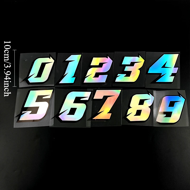 Motorcycle Stickers 1PC 0123456789 Laser Number Motorcycle Stickers Motorbike Fuel Tank Side Panels Scooter Helmet Moto Fashion Vinyl Decals Decor