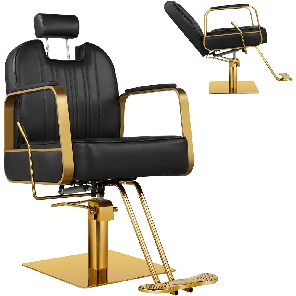 

Black Salon Chair for Hair Stylist, Barber Hair Chair for Home Barbershop Recling, Stylist Chair Hydraulic Pump Rotation