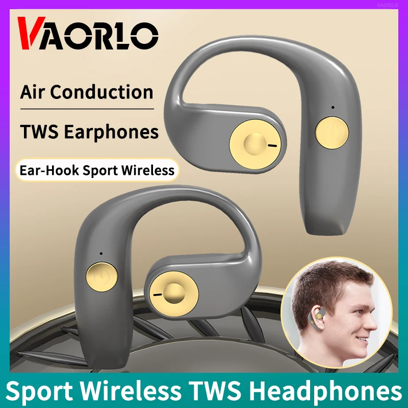 VAORLO OWS Sport Wireless Headphones Open EarHook HiFi Stereo Bass TWS Bluetooth 5.2 Earphones