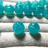 ONE PIECE full hole  loose beads green Amazonite carved round/pumpkin  for making jewelry necklace  FPPJ wholesale 6