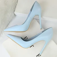 2023 Women 7.5cm 10.5cm High Heels Pumps Lady Wedding Bridal Scarpins Stripper Low Heels Plus Size Fetish Party Blue Pink Shoes - Image 3