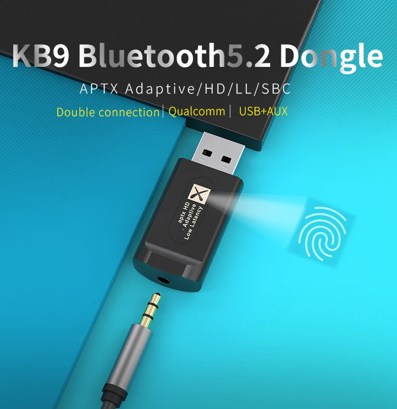 

Bluetooth USB Audio Transmitter Audio Dongle QCC3040 APTX Adaptive/HD/Low Lantency 3.5mm Aux in Mic for PS5/PS4/Switch/PC/TV
