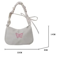 Sac à bandoulière brodé avec nœud papillon, Style Y2k, poignée à volants, fourre-tout en Nylon avec nœud, sac de maquillage pour rouge à lèvres, sac à main, nouveau 6