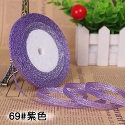 Multicolor Silk Satin Organza Glitter Ribbon for Elegant Decorations - 25 Yards (Purple)
