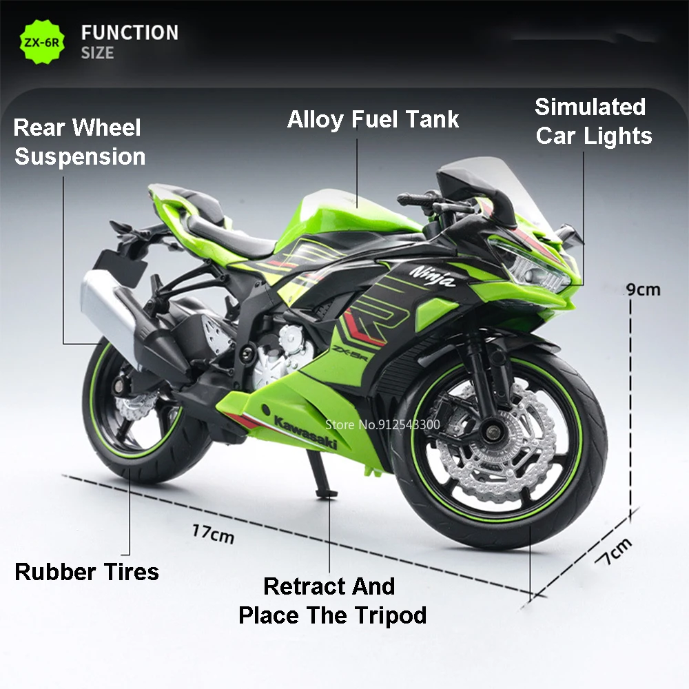 なつき 1/12 Kawasaki Ninja ZX-6R Alloy Motorcycle Model Toys Car