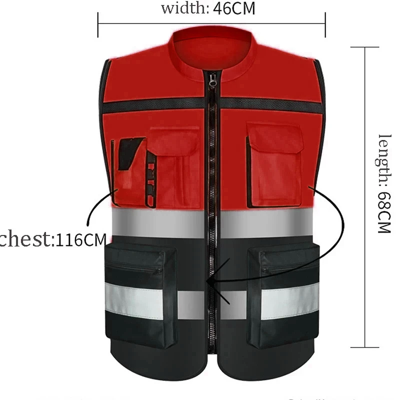 High Visibility Multi Pocket Oxford Fabric Reflective Safety Vest Night Riding
