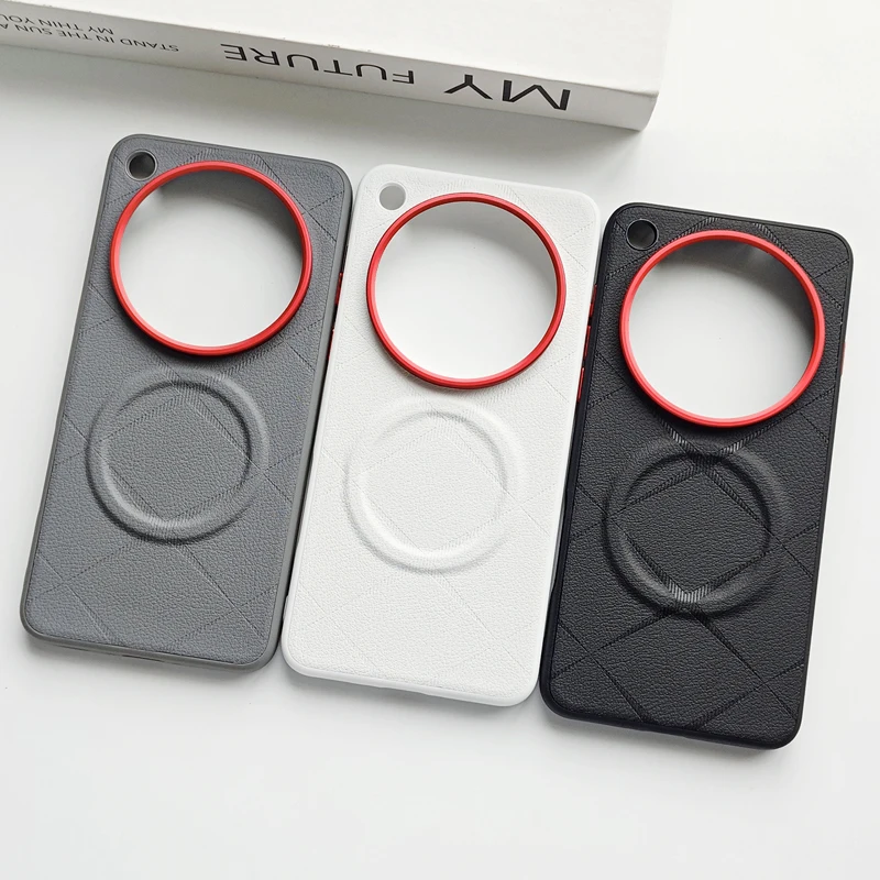 Luxurious Magnetic Embossed PU Leather Non-Slip Phone Case with Metal Camera Frame