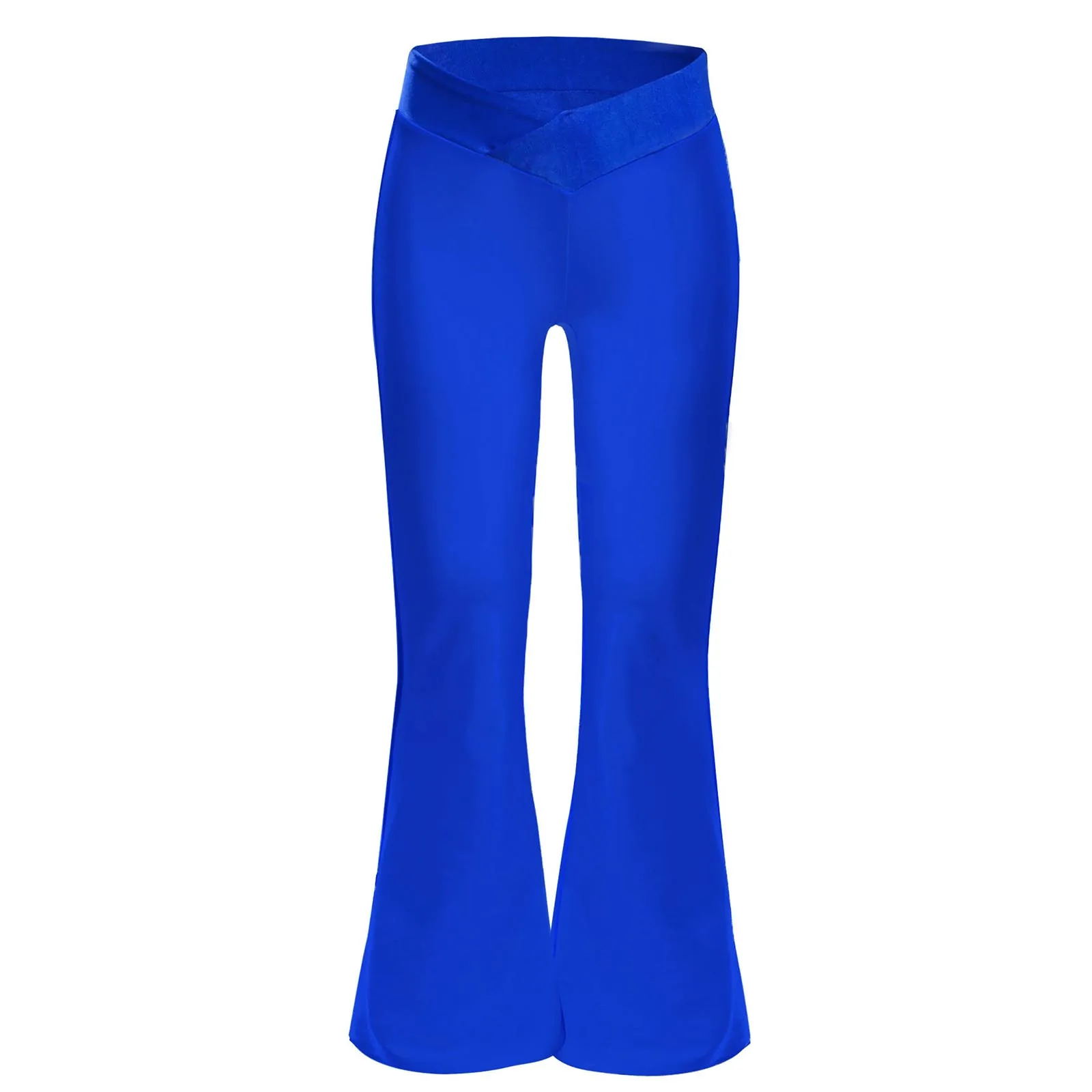 Children's Dance Pants Practice Boys And Girls V-Front Elastic Waistband Slim Latin Dance Jazz Blue Bell Bottom Trousers