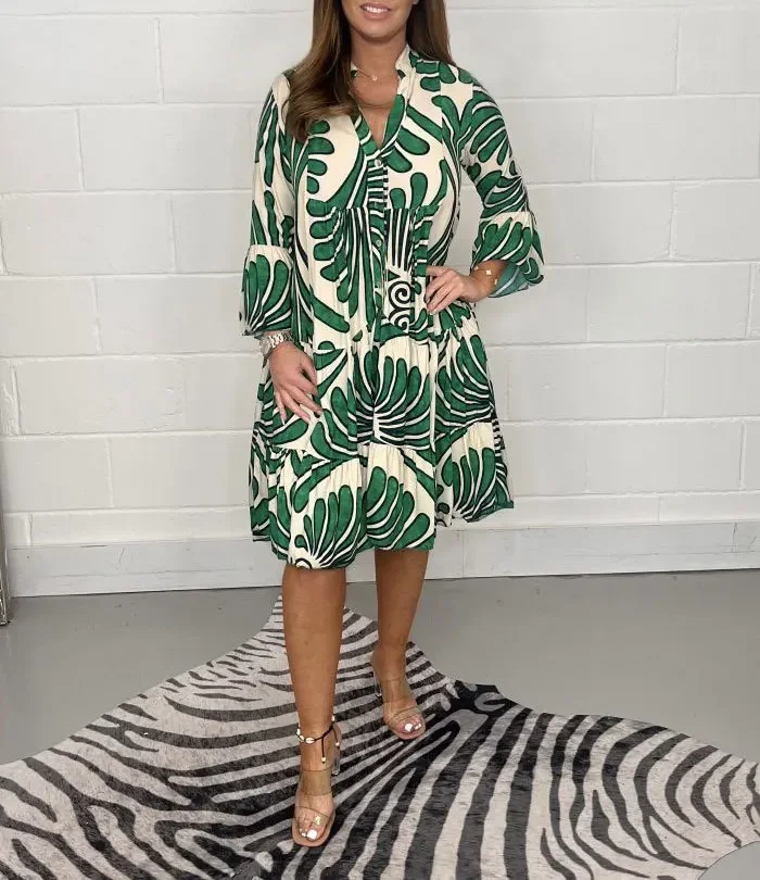 

Elegant floral prints Dresses for Summer Women's Dress 2023 New Sexy V-neck Beach Holiday Short Sleeve Loose Maxi Dress