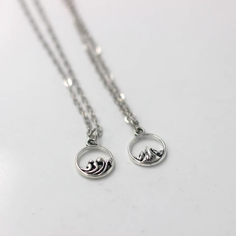 Pair Mountain Ocean Paired Couple Necklaces For Women Men Trendy Simple Chain Necklaces Fashion Jewelry Gifts For Best Friends