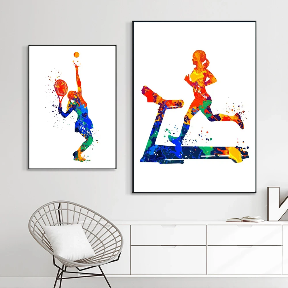 

Abstract Watercolor Posters and Prints Young Basketball Players Modern Wall Art Canvas Painting for Sports Rooms Home Decoration