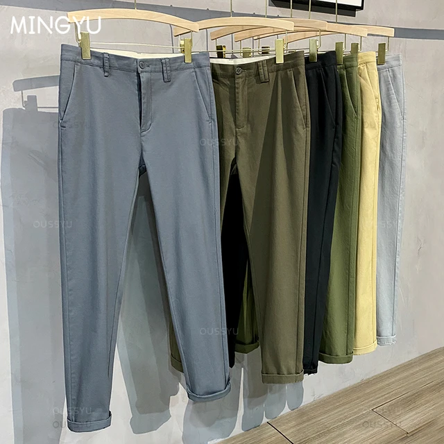 2023 New Summer Ankle-length Pants Men Cotton Straight Fit Fashion Thin  Brand Clothing Solid Color Casual Trousers Male 28-38 - Casual Pants -  AliExpress