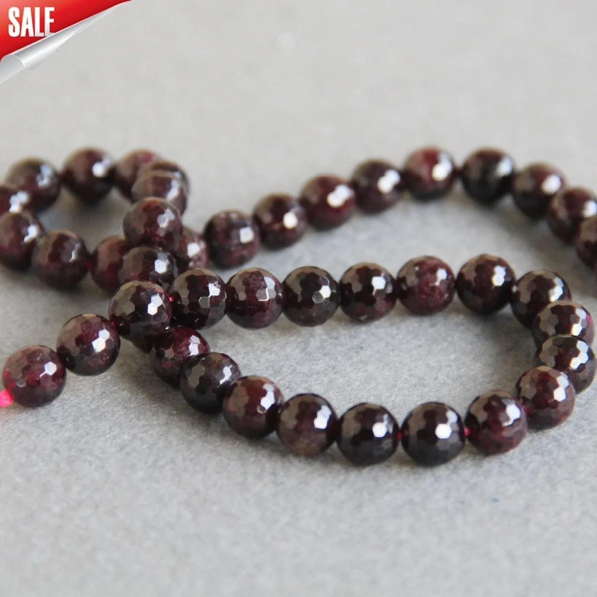 

8mm Faceted Red Garnet Round Loose Beads DIY Semi Finished Natural Stone Accessory 15inch Jewelry Making Design Girls Women Gift